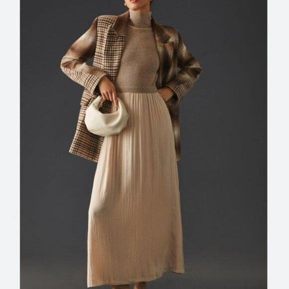 Anthropologie The Thea Twofer Sweater Dress Medium Beige - Picture 1 of 6